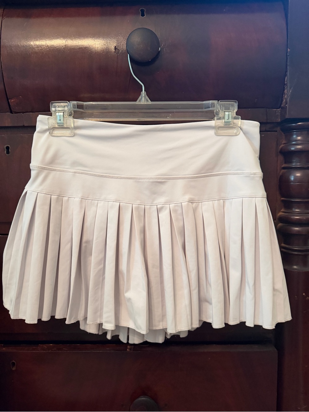 Gold Hinge Pleated White Women’s Skirt